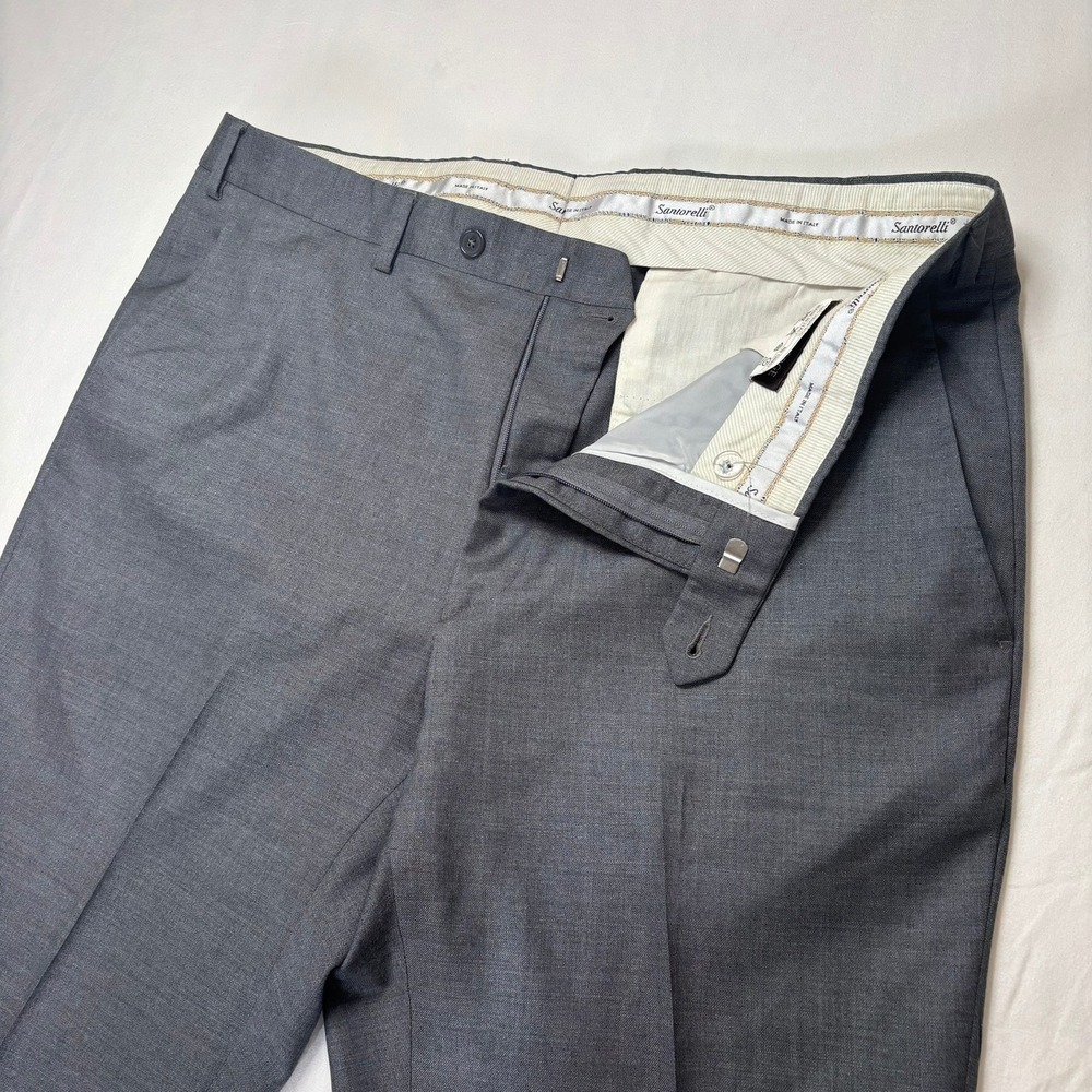 Santorelli Dress Pants Mens 36x29 Gray Romeo Luxury Serge Virgin Wool Italy